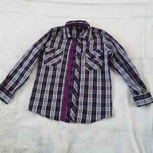 Boys purple and Grey plaid long sleeve